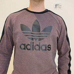 Adidas Purple and Black Crewneck Sweater with Trefoil Logo
